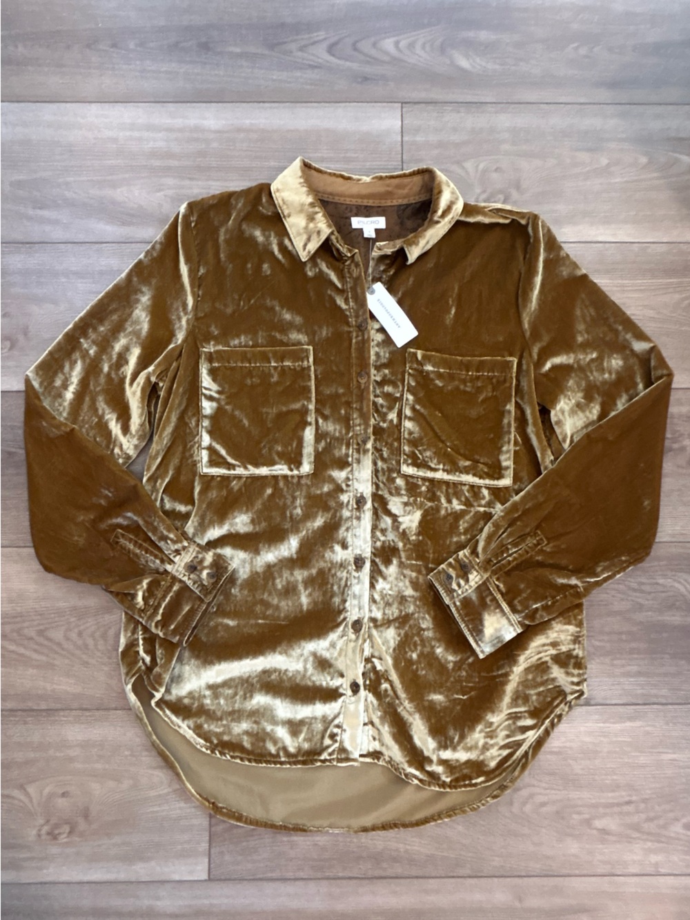 NWT Women’s Pilcro by Anthropologie Crushed Velvet Button Front Shirt Blouse S